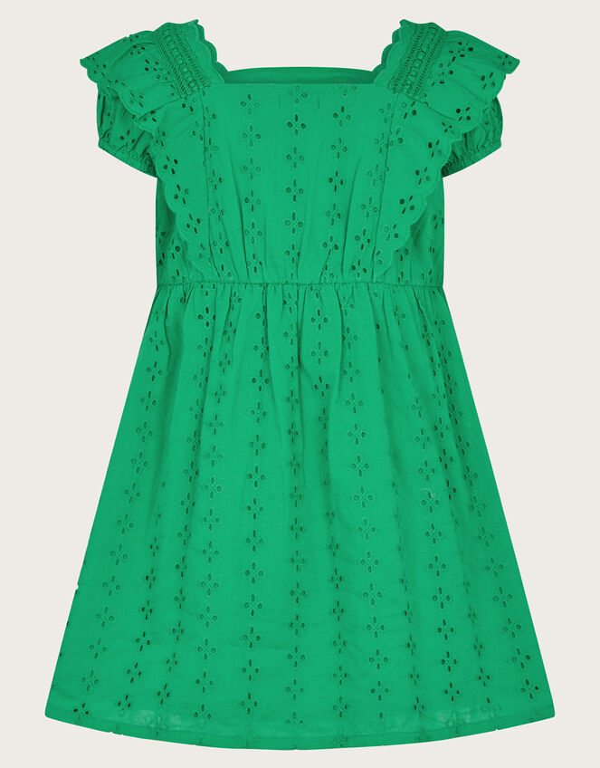 Broderie Frill Dress, Green (GREEN), large