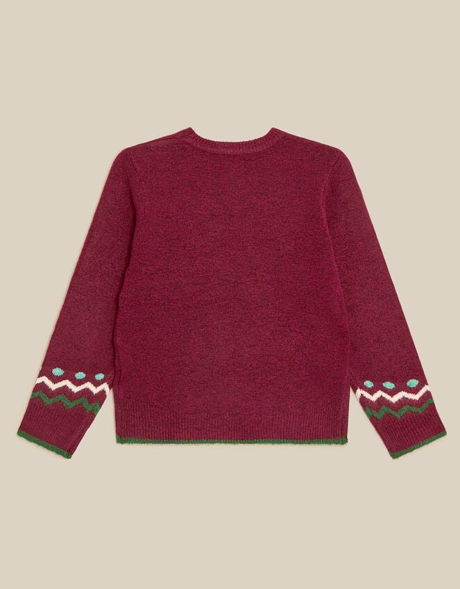 Dino Christmas Tree Crew Neck Jumper, Red (BURGUNDY), large