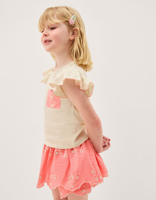 Bunny T-Shirt & Broderie Skort Set, Pink (PINK), large