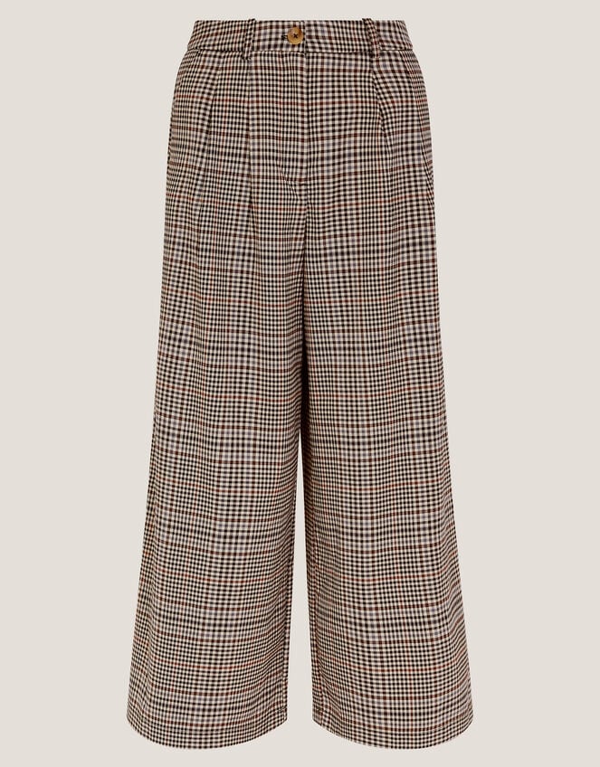 Carmen Check Wide Leg Trousers, Natural (NATURAL), large