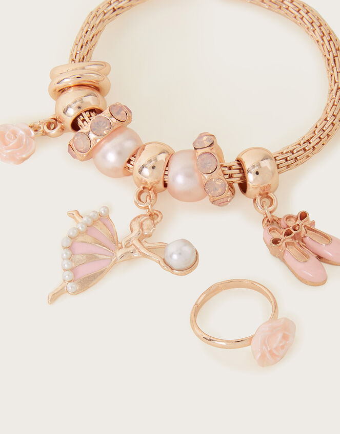 Ballerina Charm Trinket Bracelet and Ring Set, , large