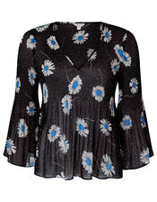 Daniella Daisy Print Top, Black (BLACK), large