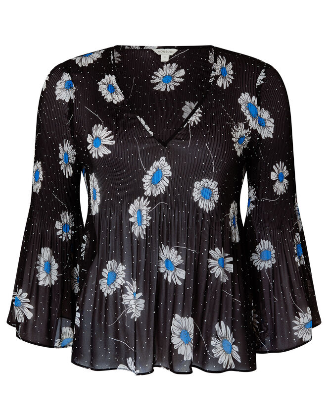 Daniella Daisy Print Top, Black (BLACK), large