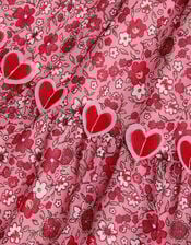 3D Hearts Floral Short Sleeve Dress, Red (RED), large