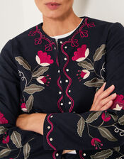 Valerie Floral Embroidered Jacket, Black (BLACK), large