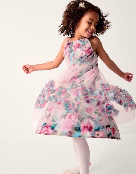 Rose Appliqué Tulle Dress, Multi (MULTI), large