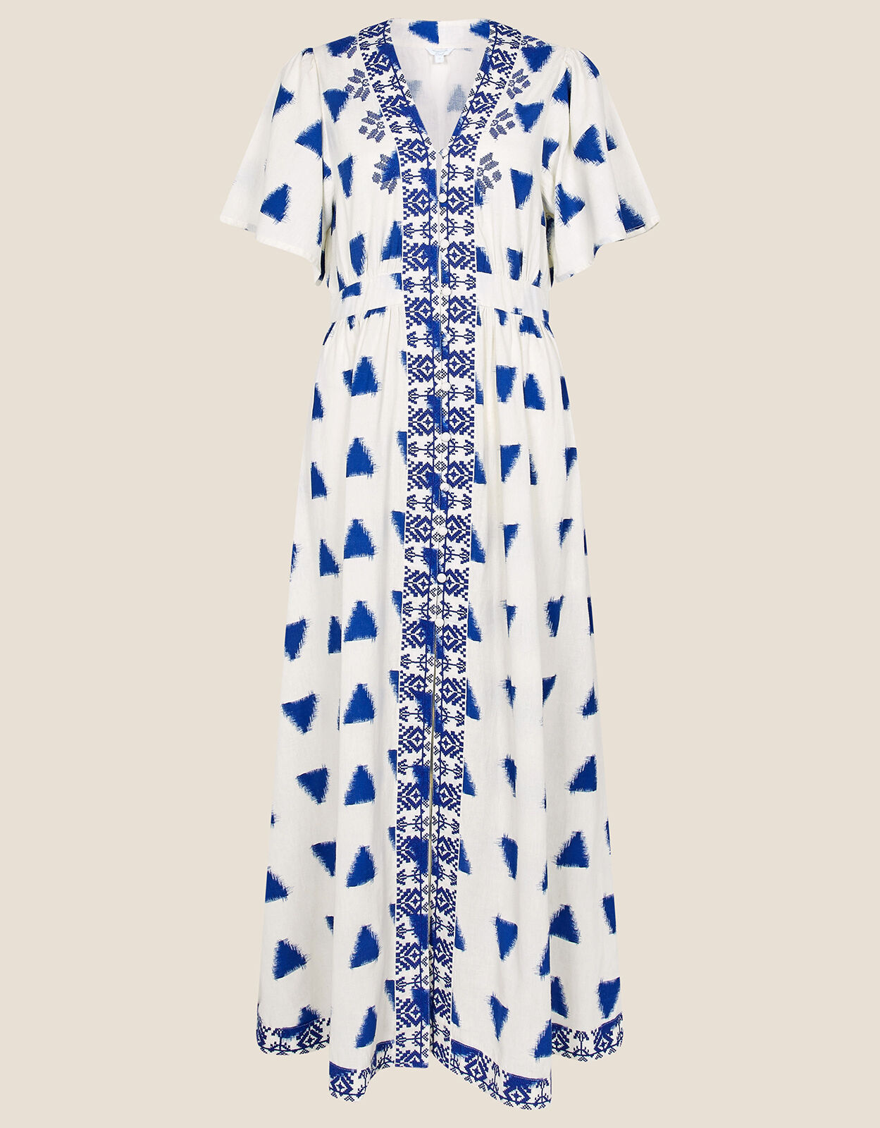 Blue and white kaftan dress clearance