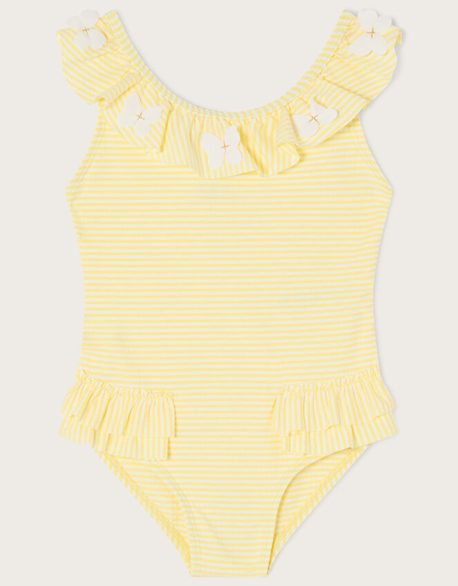 Baby Seersucker Ruffle Swimsuit, Yellow (YELLOW), large