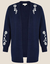 Pierre Floral Embroidered Cardigan, Blue (NAVY), large