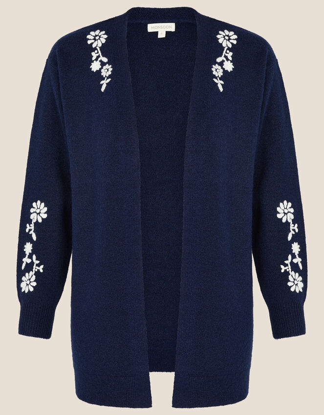 Pierre Floral Embroidered Cardigan, Blue (NAVY), large