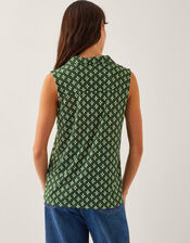Daisey Geometric Sleeveless Top, Green (KHAKI), large