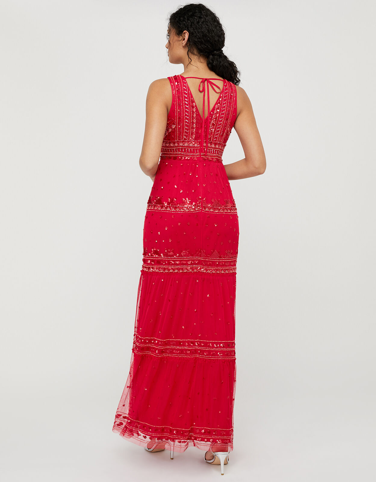 Sai Sustainable Embellished Maxi Dress Red Evening Dresses Monsoon ROI