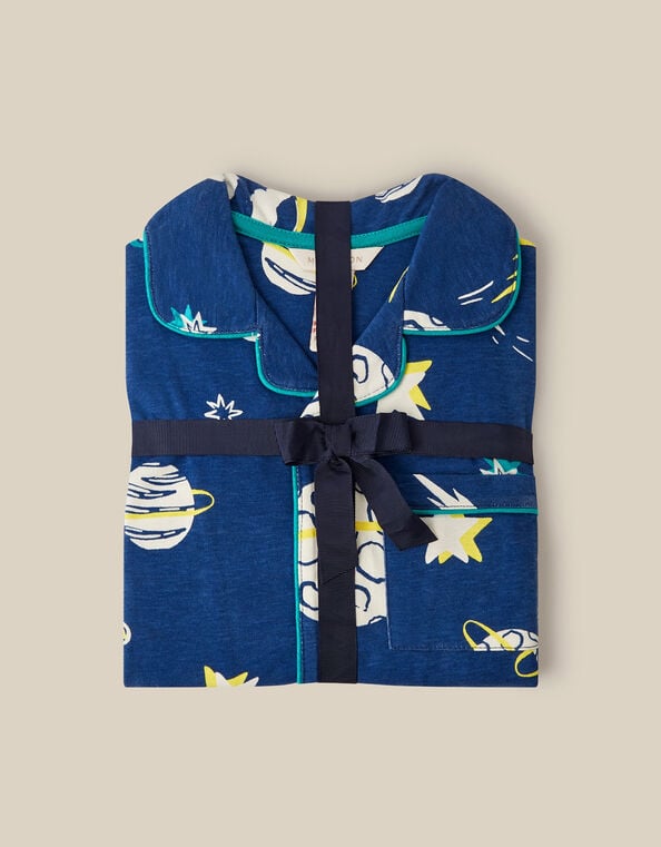 Space Print Jersey Long Pyjamas Set, Blue (NAVY), large