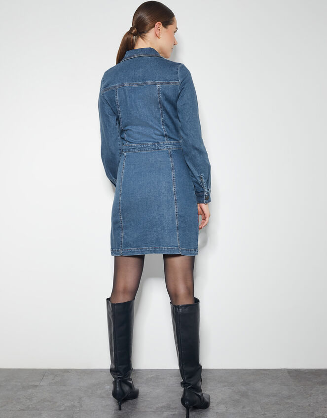 Margo Long Sleeve Denim Mini Dress, Blue (DENIM BLUE), large