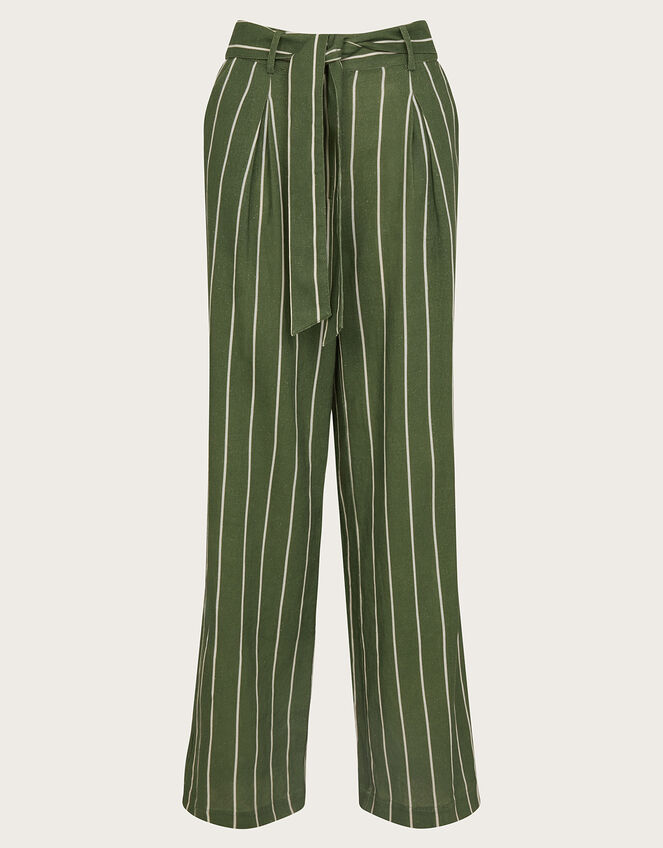 Susan Stripe Trousers, Green (KHAKI), large