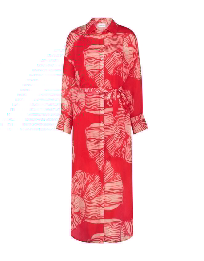 Fabienne Chapot Denis Shell Print Shirt Dress, Red (RED), large