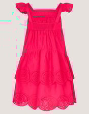 Broderie Tiered Cotton Dress, Pink (PINK), large