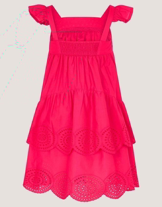 Broderie Tiered Cotton Dress, Pink (PINK), large