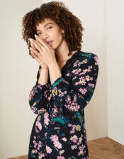 Print Lace Midi Dress with LENZING™ ECOVERO™, Black (BLACK), large