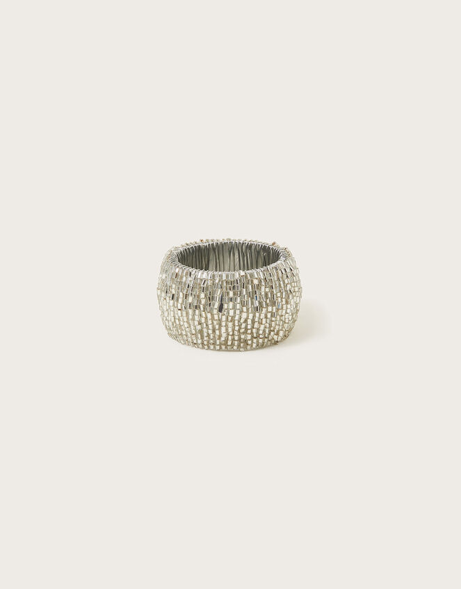 Beaded Napkin Ring, Silver (SILVER), large