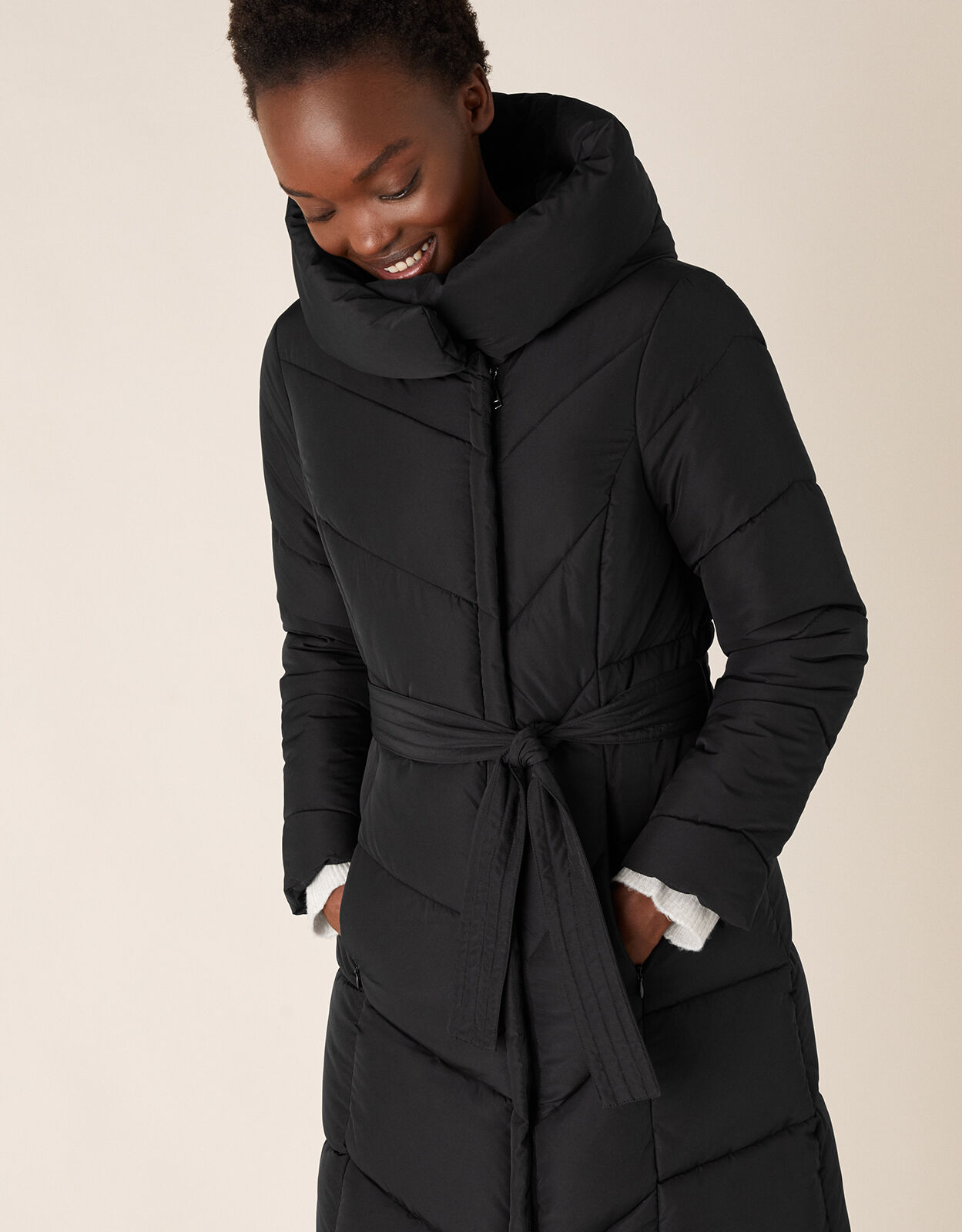 Monsoon laurel belted shawl padded coat hotsell