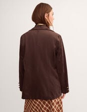 Eva Faux Suede Longline Jacket, Brown (DARK BROWN), large