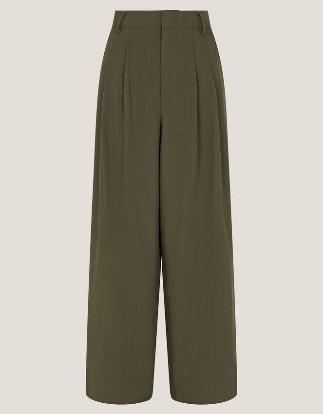 Esther Pleated Trousers, Green (KHAKI), large