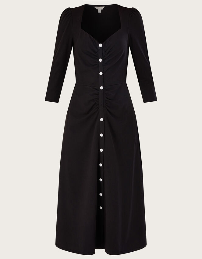 Diamante Sweetheart Neckline Jersey Dress, Black (BLACK), large