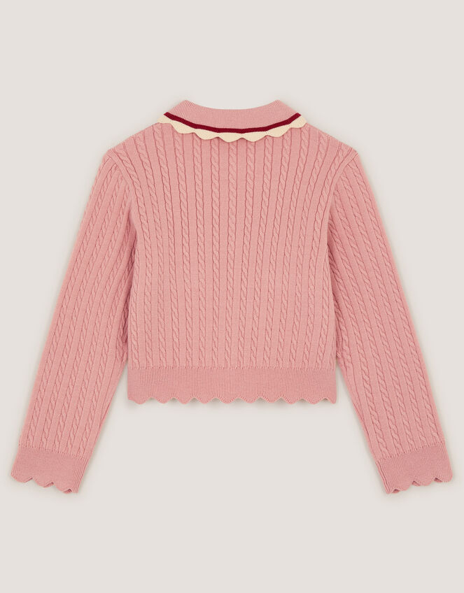 Embellished Cable Knit Cardigan, Pink (PINK), large