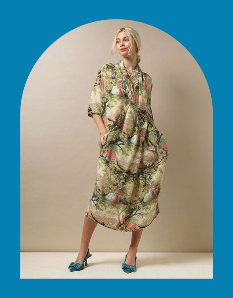 One Hundred Stars Country Toile Print Rachel Dress Multi, Multi (MULTI), large