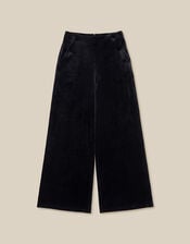 Verna Velvet Wide Leg Trousers, Black (BLACK), large