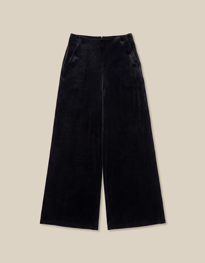 Verna Velvet Wide Leg Trousers, Black (BLACK), large