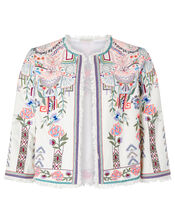 Embroidered Jacket in Organic Cotton, Ivory (IVORY), large