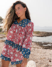 Pitusa Block Print Frill Blouse & Shorts Set, , large