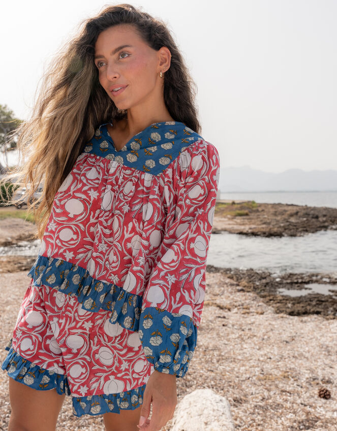 Pitusa Block Print Frill Blouse & Shorts Set, , large
