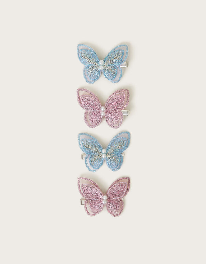4-Pack Embroidered Butterfly Hair Clips, , large