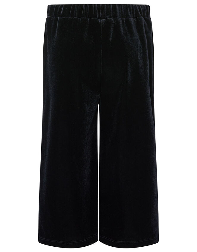 Metallic Top and Velvet Culottes Set, Black (BLACK), large