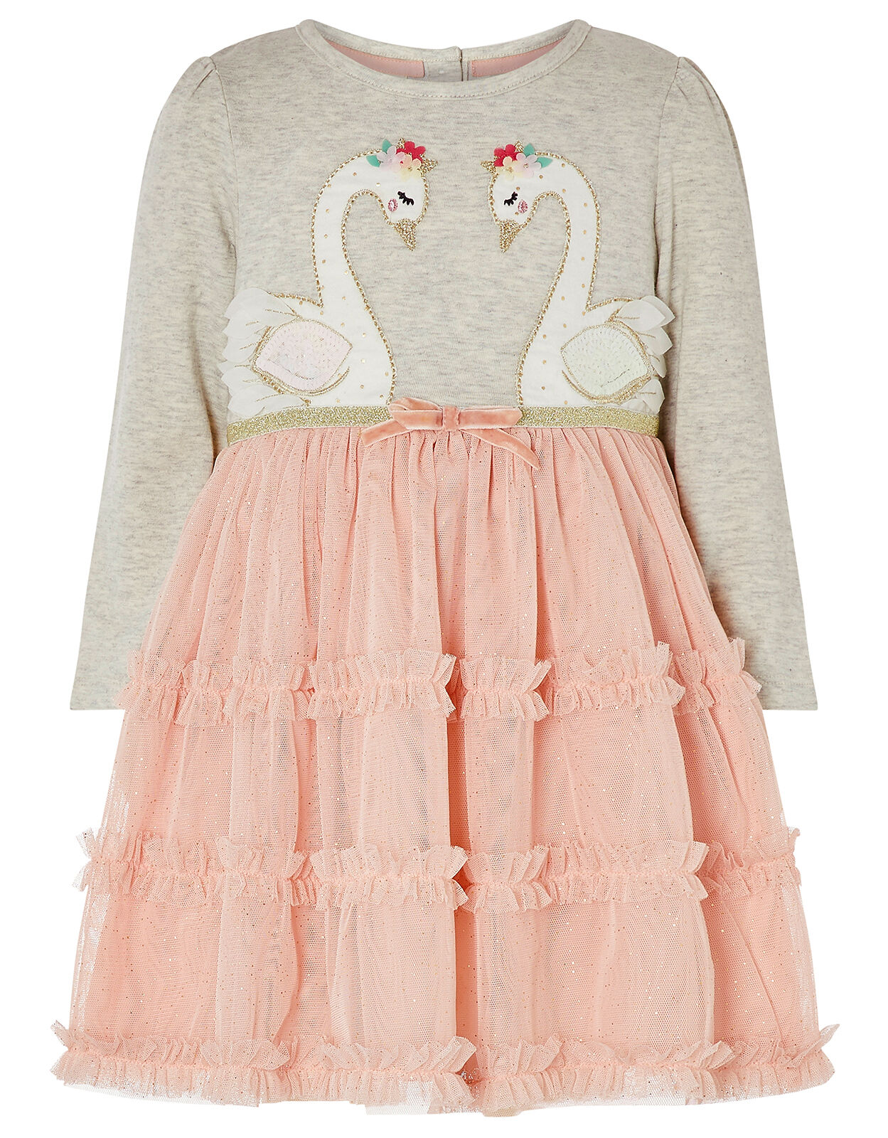 Baby Swan Ruffle Disco Dress Grey