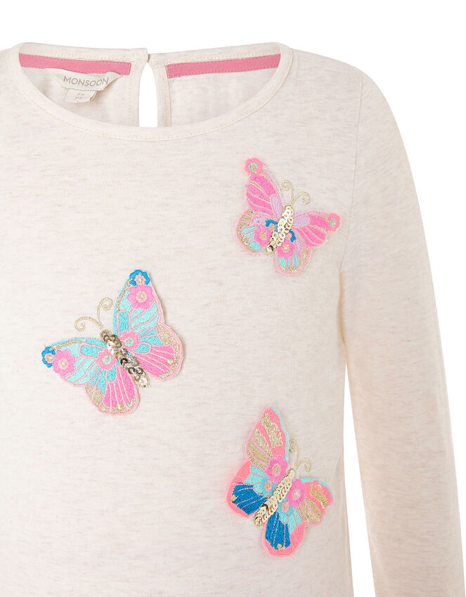 Butterfly Badge Top in Organic Cotton, Camel (OATMEAL), large