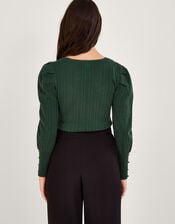 Stitch Sweetheart Neckline Jumper in Recycled Polyester, Green (GREEN), large