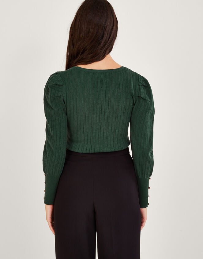 Stitch Sweetheart Neckline Jumper in Recycled Polyester, Green (GREEN), large