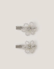 2-Pack Beaded Flower Hair Clips, , large