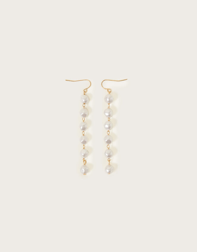 Pearl Long Drop Earrings, , large