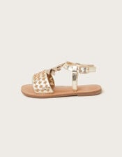 Embellished Pineapple Sandals, Gold (GOLD), large