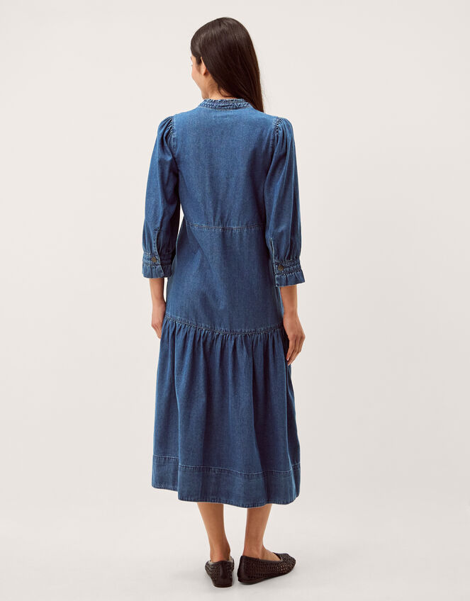 Melissa Embroidered Denim Midi Dress, Blue (MID AUTHENTIC BLUE), large
