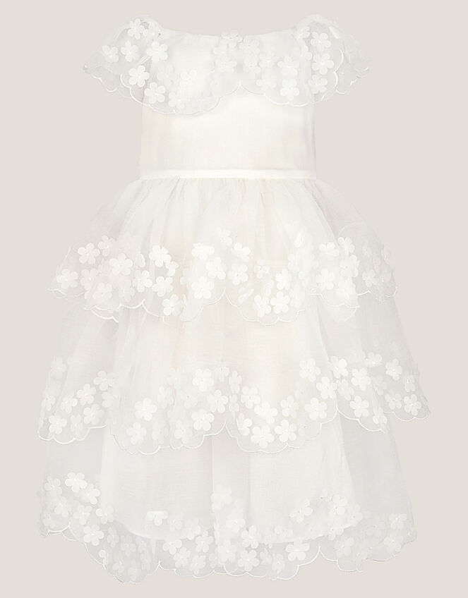 Rebecca Appliqu&eacute; Floral Scallop Dress, Ivory (IVORY), large