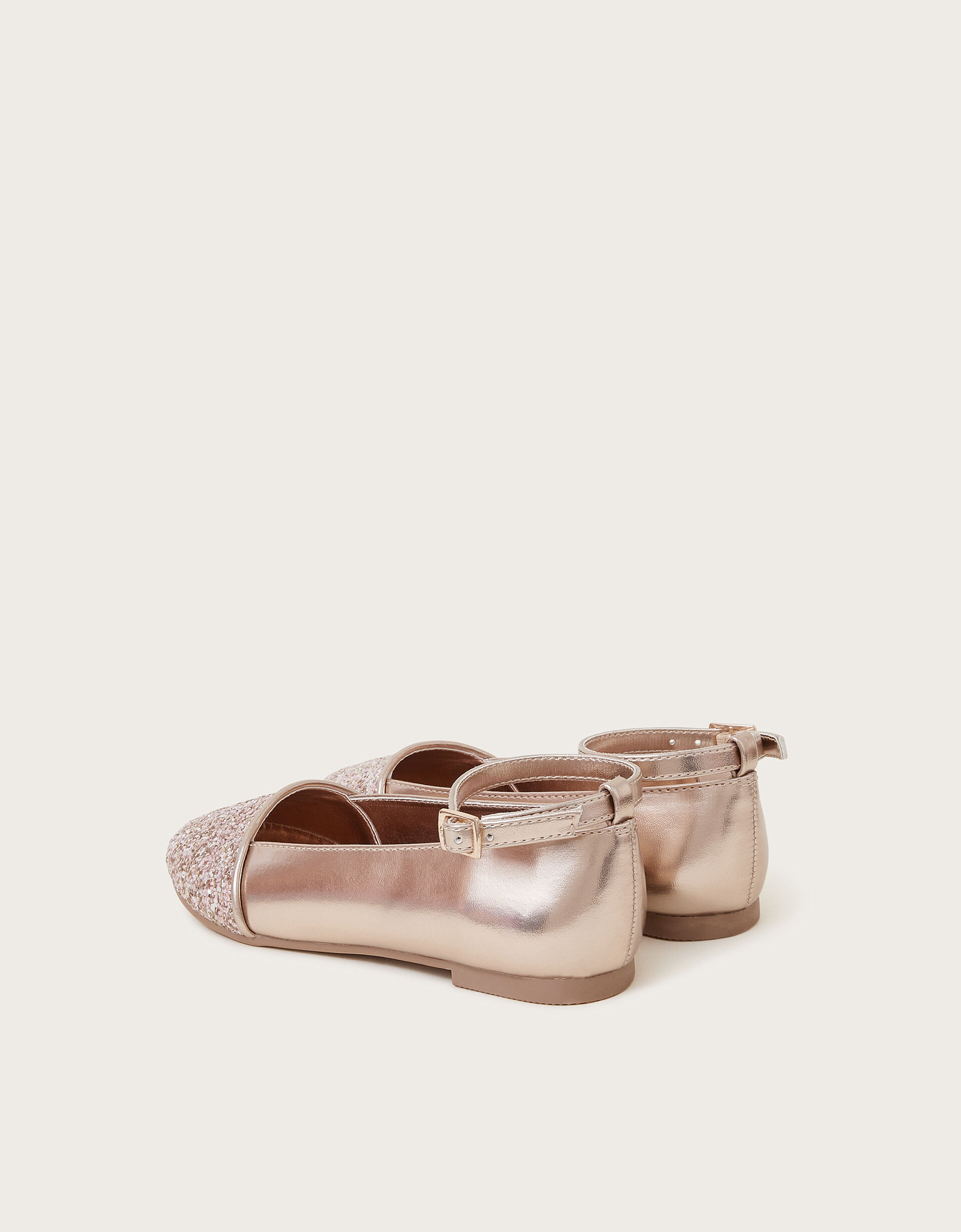 Rose gold glitter ballet flats discount