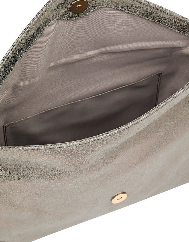 Metallic Leather Oversized Clutch Bag, , large