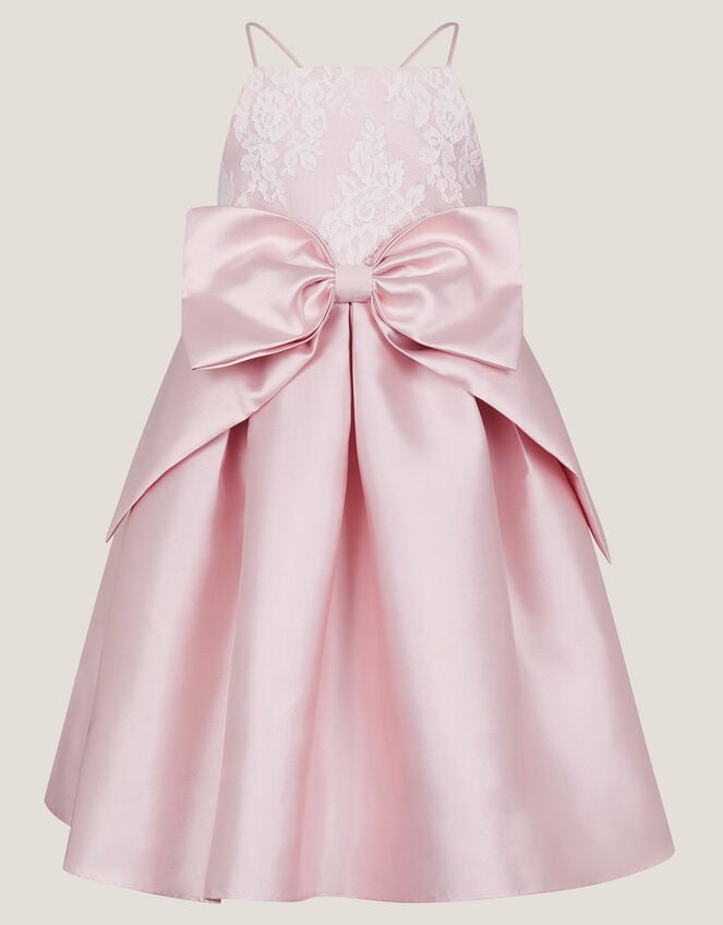 Juniper Satin Lace Bow Bridesmaid Dress, Pink (PINK), large