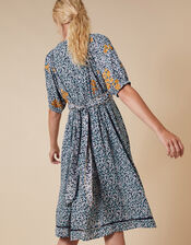 Ditsy Floral Embroidered Shirt Dress in Sustainable Viscose, Ivory (IVORY), large